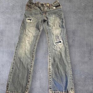 Old Navy Boys Blue Denim Distressed Ripped Jeans‎ Size 8 Standard